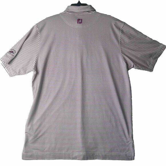 Foot Joy Men’s L Polo Golf Performance Pink Striped Logo Country Club - Picture 2 of 9